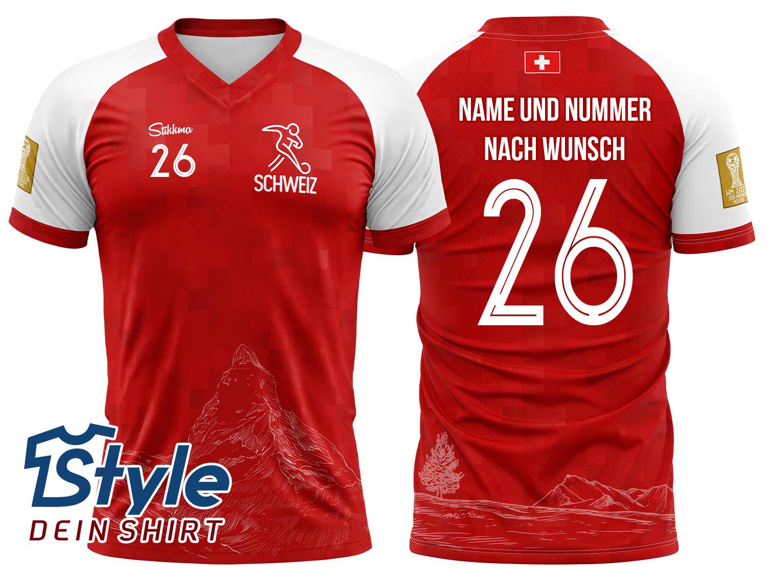 Schweiz WM 2026 Fan-Trikot Heim inkl. Name und Nummer (Druck)