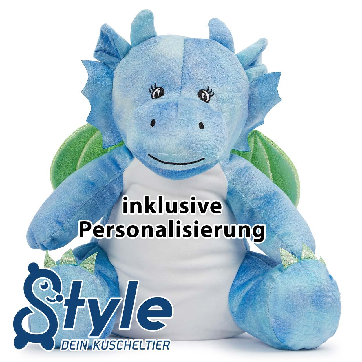 Kuscheltier Blauer Drache -inklusive kostenloser Personalisierung (Bestickung)