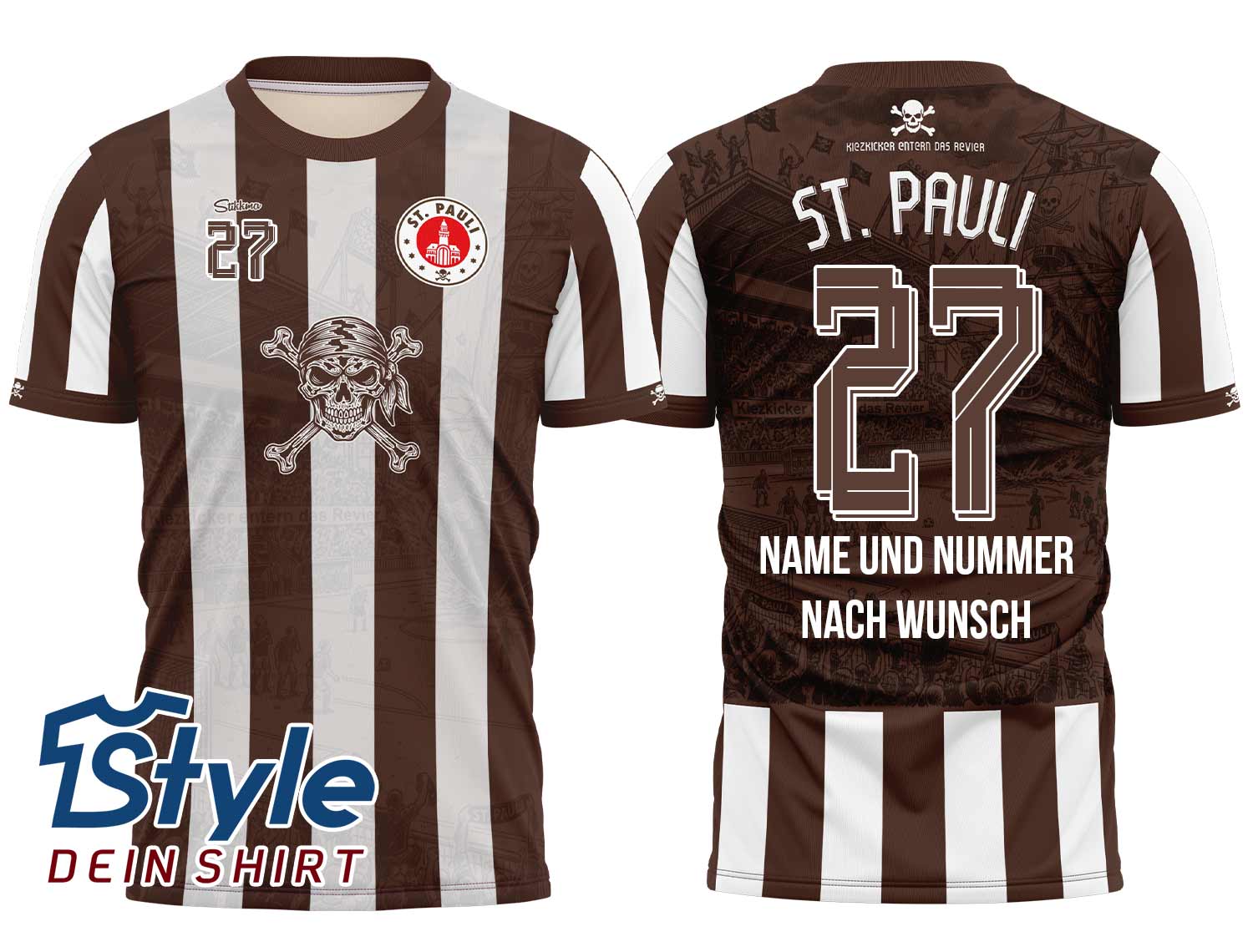 St.Pauli Fan-Trikot "Kiezkicker entern das Revier" inkl. Name und Nummer (Druck)