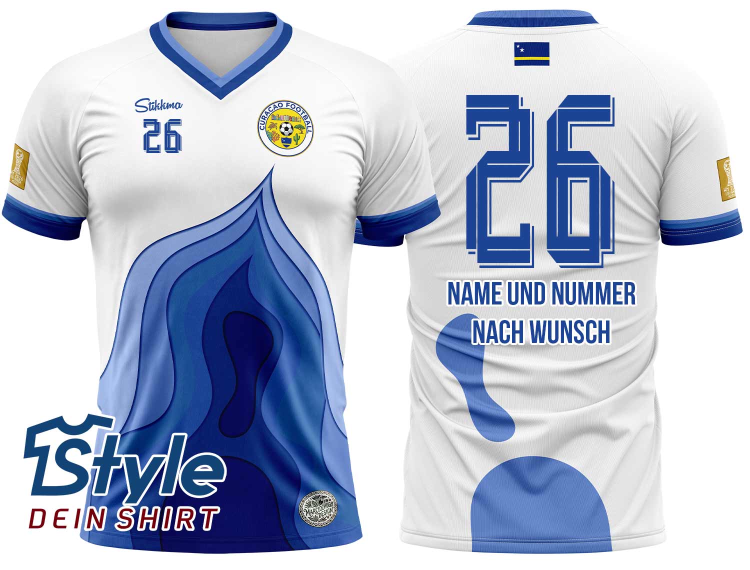 Curacao WM 2026 Fan-Trikot Heim inkl. Name und Nummer (Druck)