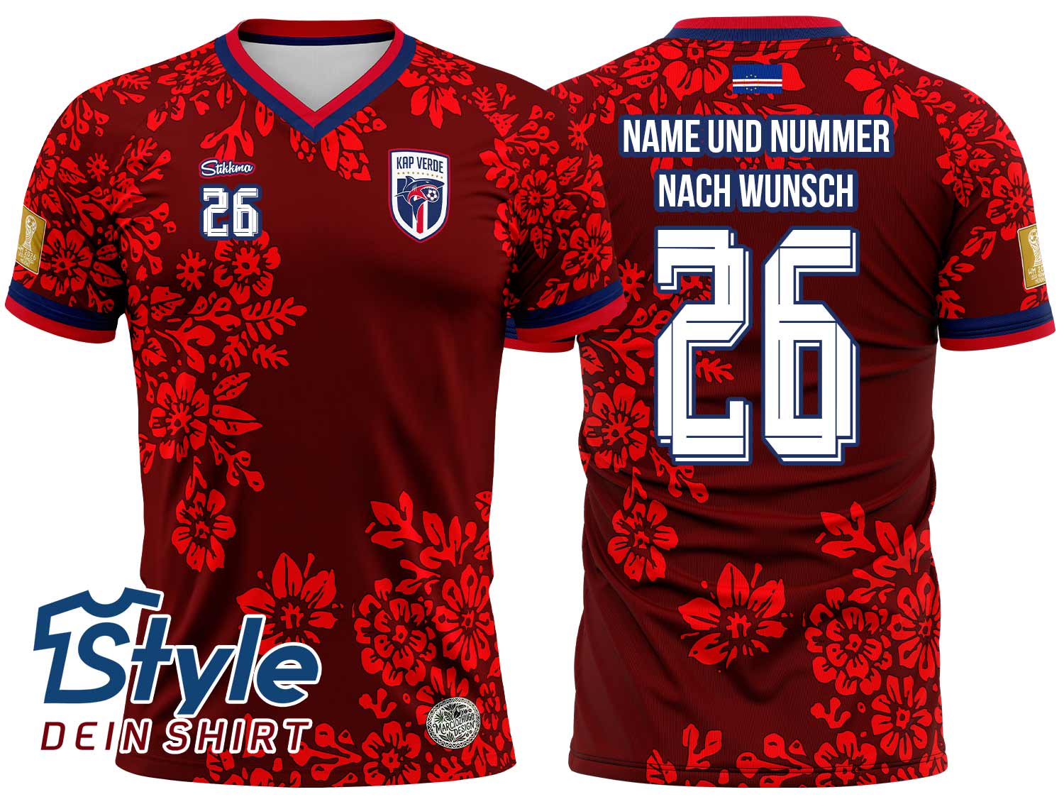 Kap Verde WM 2026 Fan-Trikot Heim inkl. Name und Nummer (Druck)