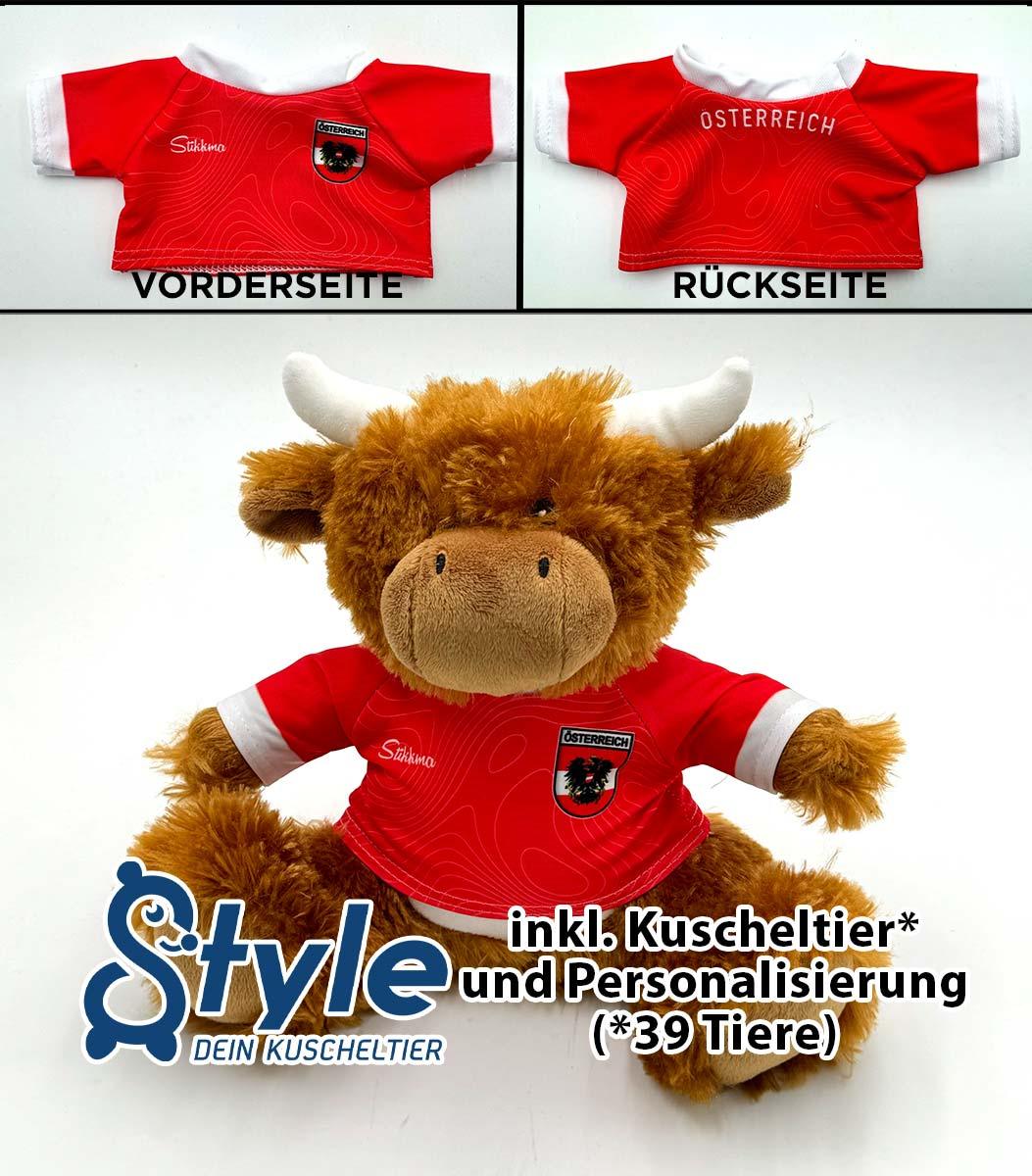 Kuscheltier personalisierbar mit Österreich Trikot für die EM2024 inkl. kostenloser Personalisierung