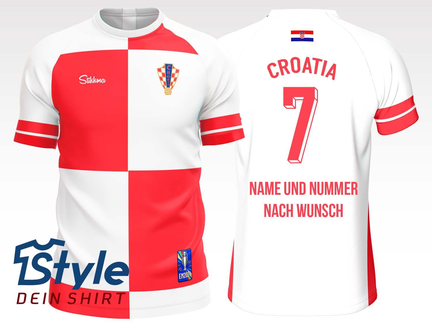 Kroatien Fan-Trikot EM2024 inkl. Name und Nummer (Druck)