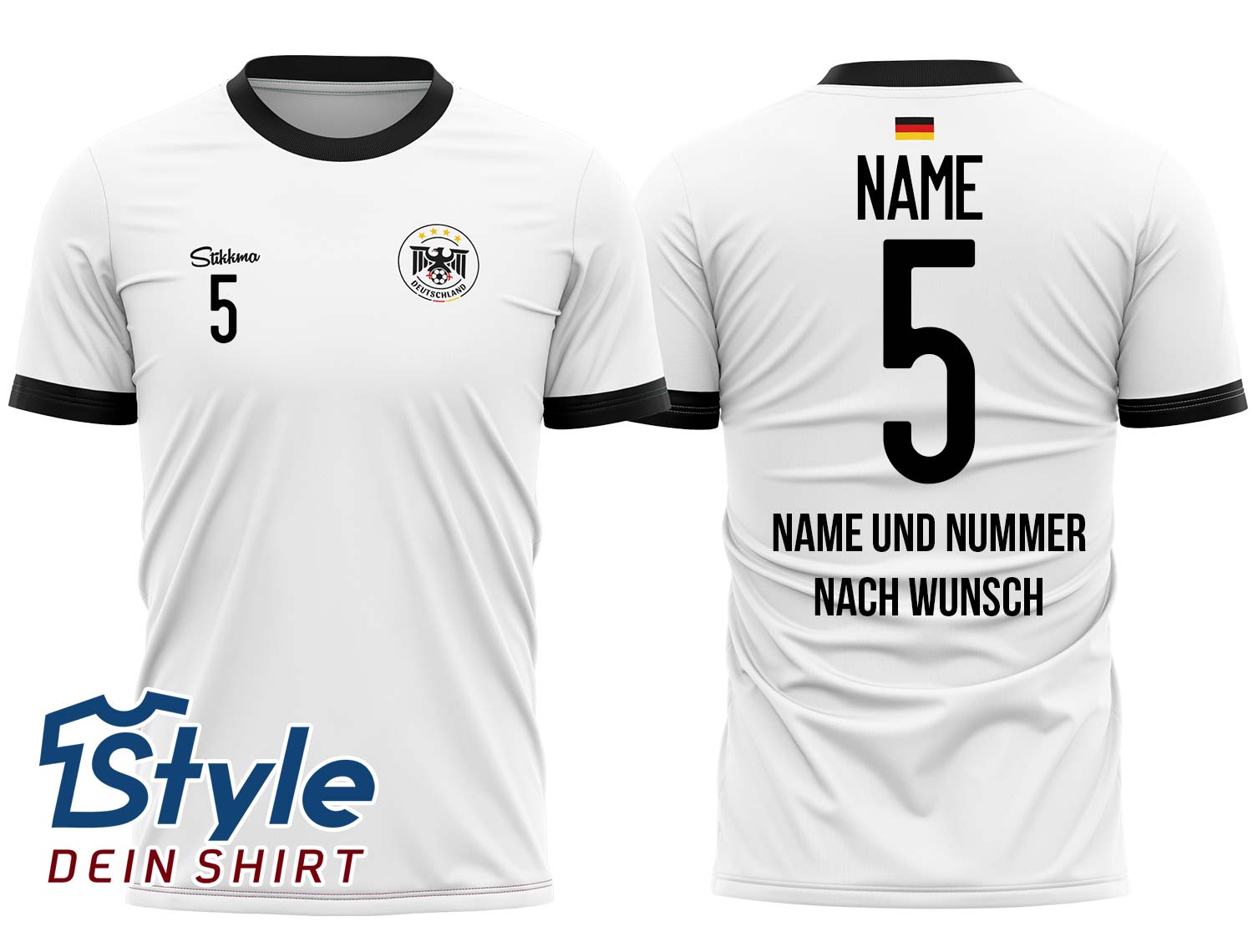 Deutschland Retro Heim Fan-Trikot weiss inkl. Name und Nummer (Druck)