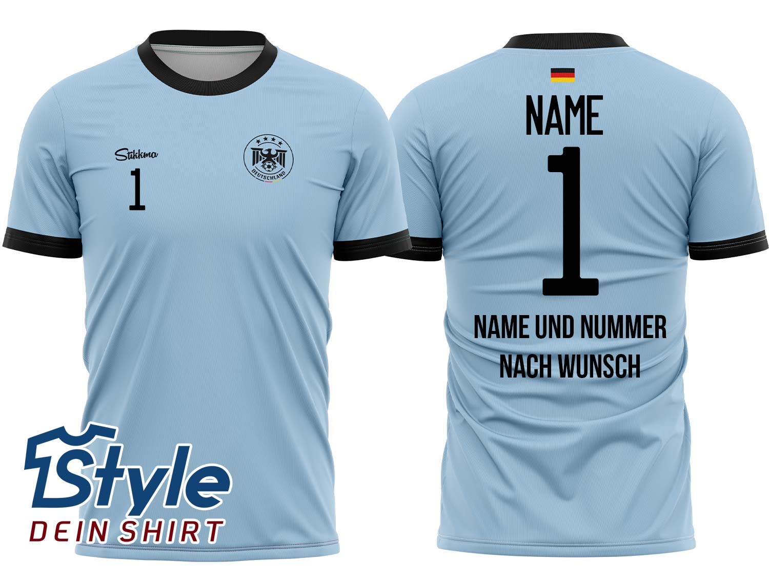 Deutschland Retro Heim Fan-Trikot blau Torwart inkl. Name und Nummer (Druck)