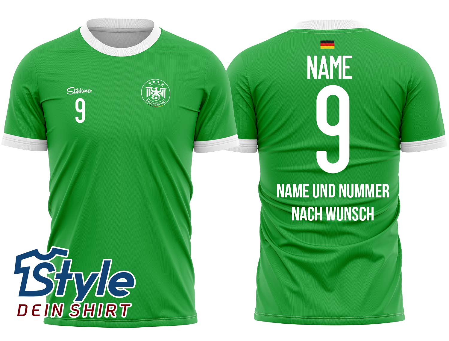 Deutschland Retro Heim Fan-Trikot grün inkl. Name und Nummer (Druck)