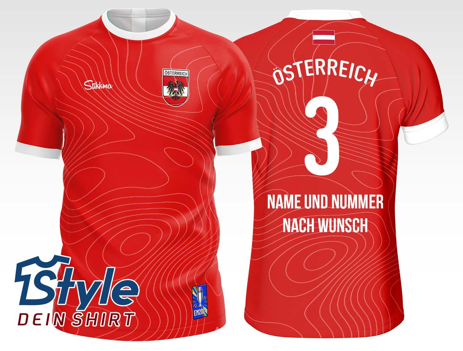 Österreich Fan-Trikot EM2024 inkl. Name und Nummer (Druck)