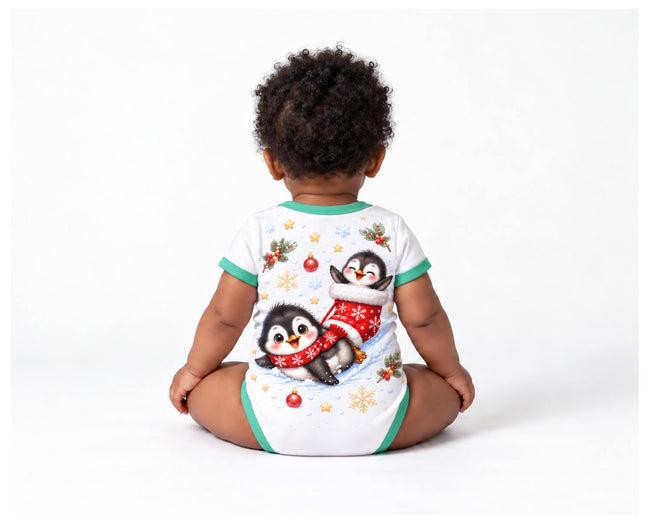 Pinguin im Weihnachtsstrumpf Weihnachts Baby Body inkl. Name (Druck)
