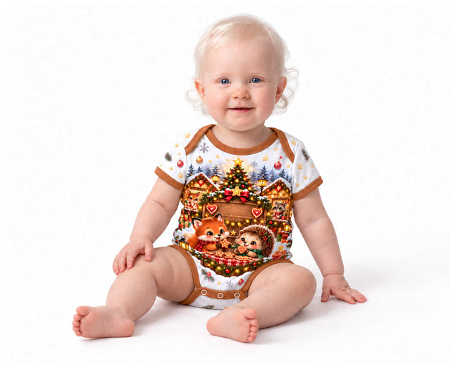 Weihnachtsmarkt der Waldtiere Weihnachts Baby Body inkl. Name (Druck)