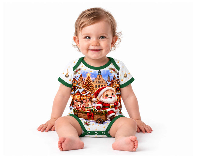 Weihnachtsmann im Lichterzauber der Fachwerkstadt Weihnachts Baby Body inkl. Name (Druck)