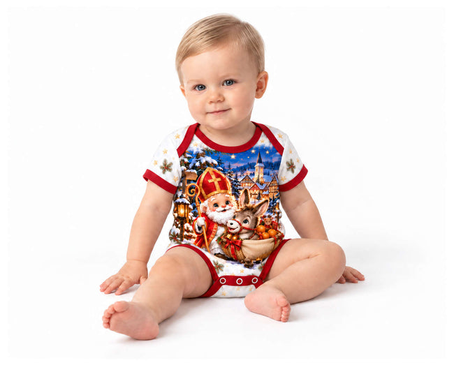 Nikolaus und sein kleiner Esel Weihnachts Baby Body inkl. Name (Druck)