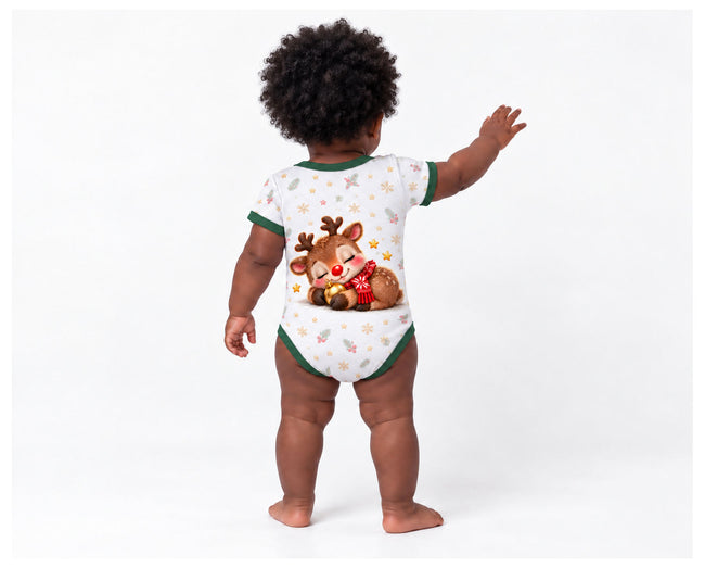 Rudolf mit der roten Nase Weihnachts Baby Body inkl. Name (Druck)