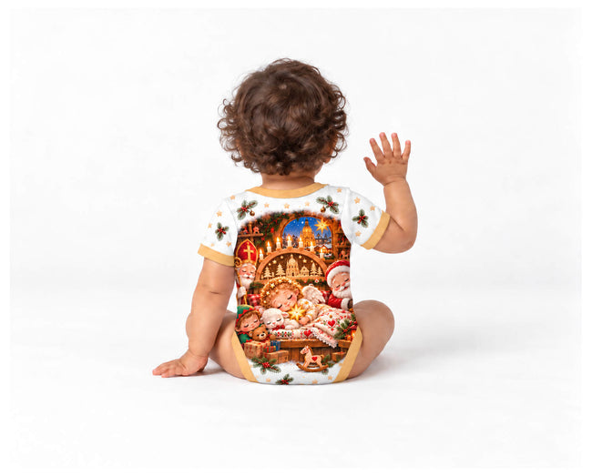 Christkind im Dresdner Schwibbogenlicht Weihnachts Baby Body inkl. Name (Druck)