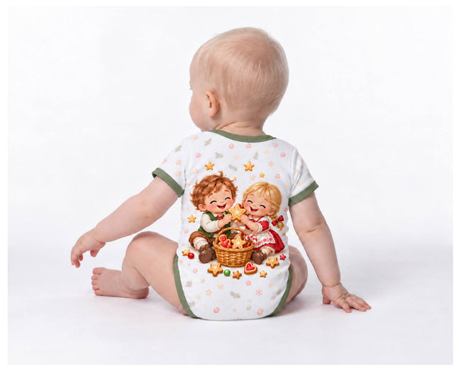 Lebkuchenfreunde im Winterwald Weihnachts Baby Body inkl. Name (Druck)