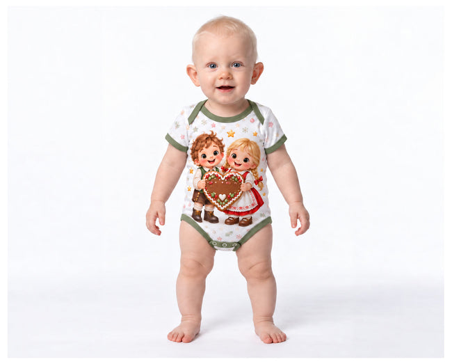 Lebkuchenfreunde im Winterwald Weihnachts Baby Body inkl. Name (Druck)