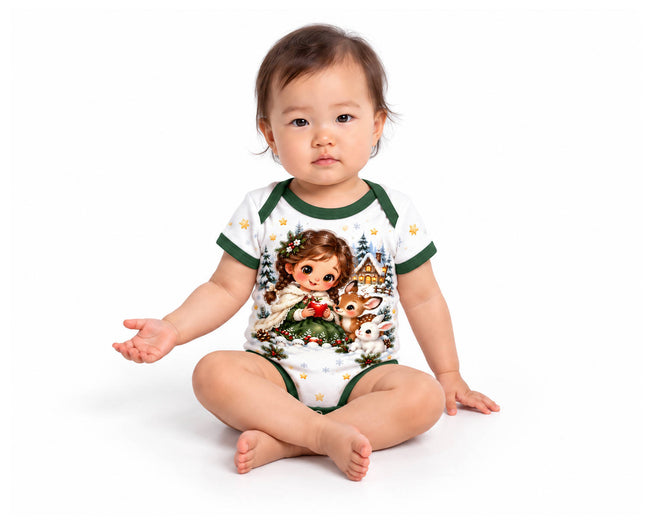 Schneewittchens Winterwald Weihnachts Baby Body inkl. Name (Druck)