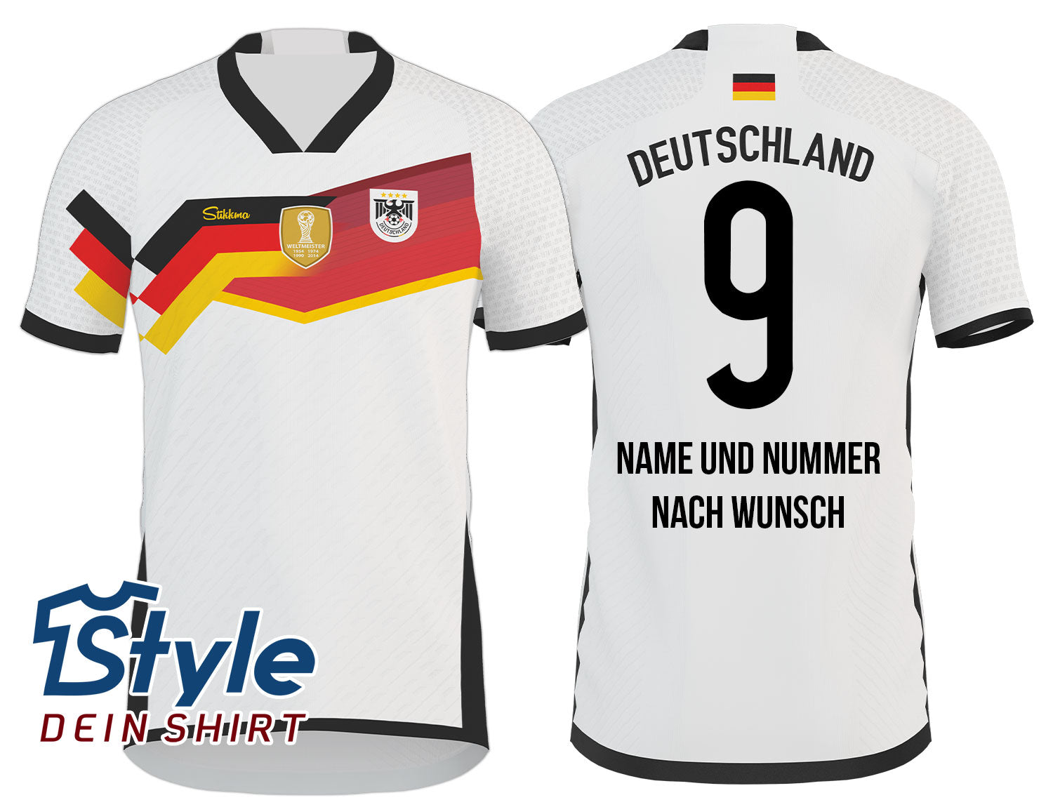 Weltmeister Deutschland Fan-Trikot inkl. Name und Nummer (Druck)