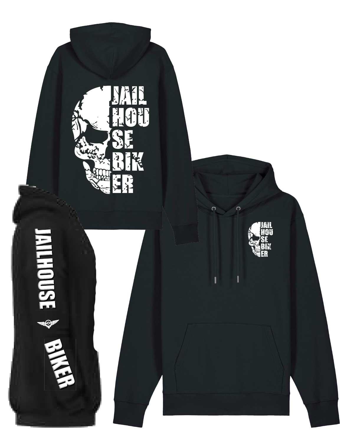 Jailhouse Biker Skull Zipper Hoodie Unisex Dicke Version
