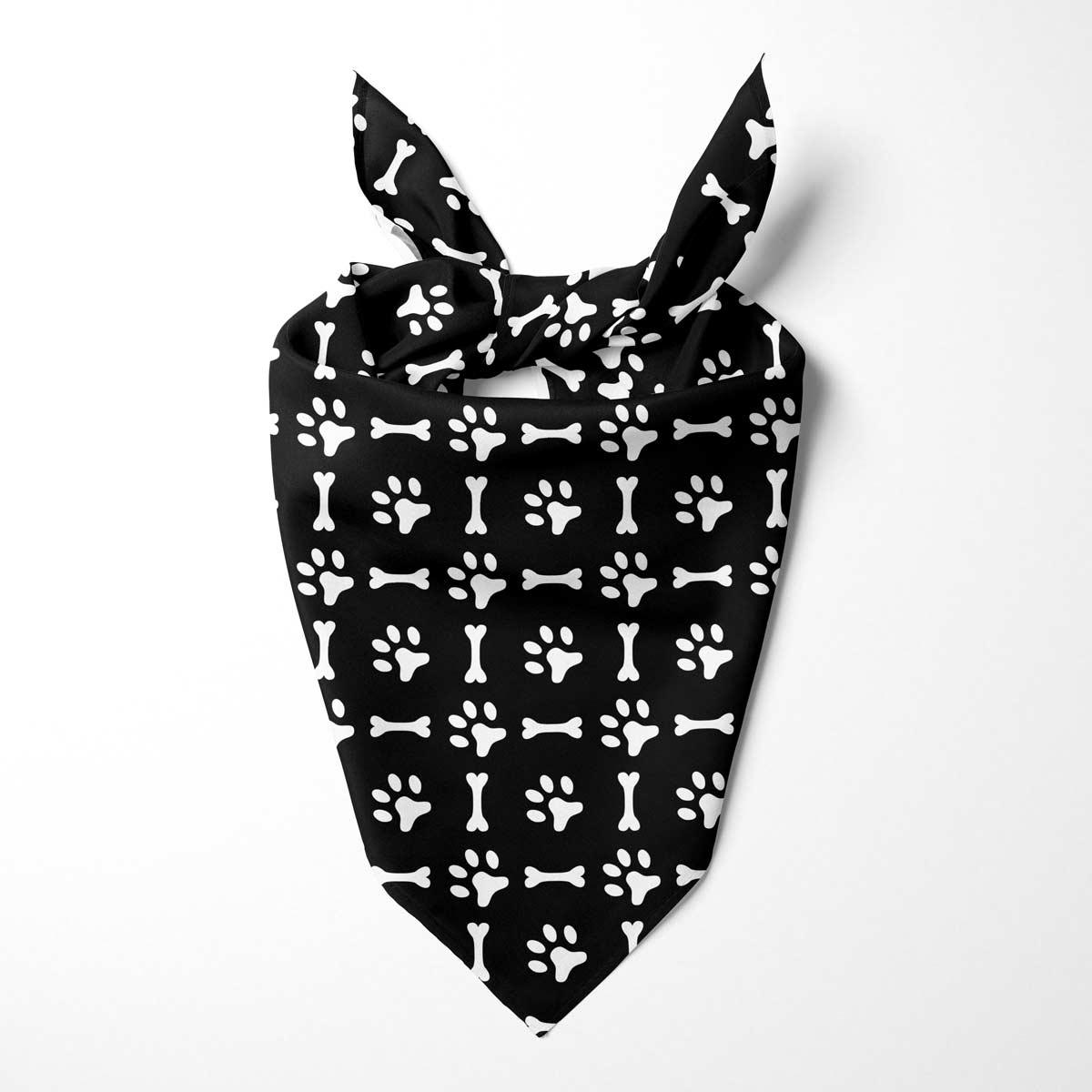 Pfote Knochen schwarz-weiss - Hundehalstuch