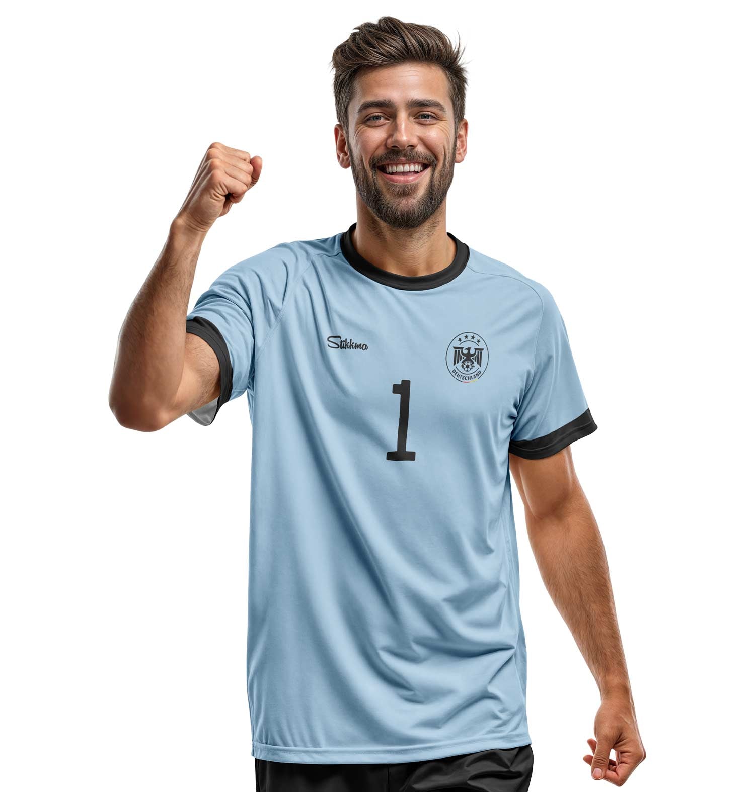 Deutschland Retro Heim Fan-Trikot blau Torwart inkl. Name und Nummer (Druck)