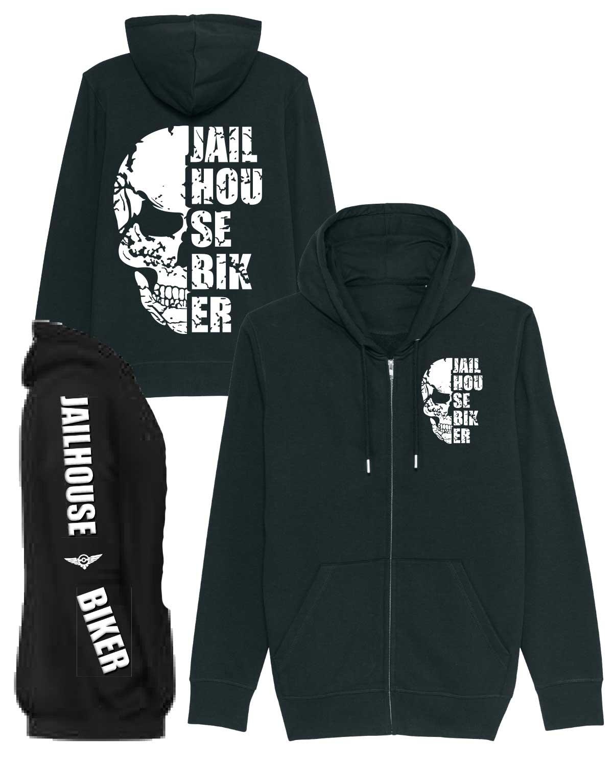 Jailhouse BikerSkull Zipper Hoodie Unisex Dünne Version