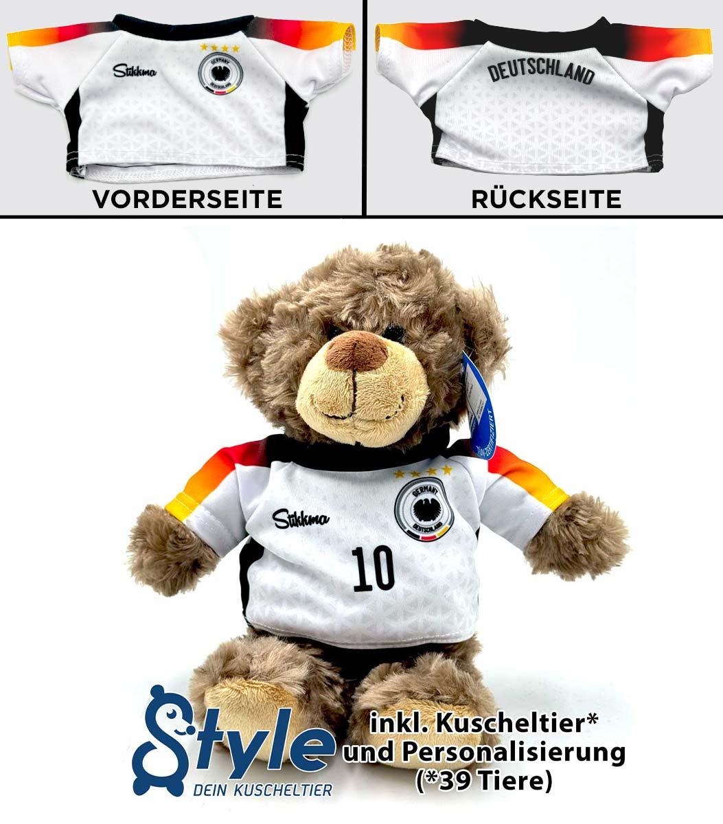 Kuscheltier personalisierbar mit Deutschlandtrikot für die EM2024 inkl. kostenloser Personalisierung