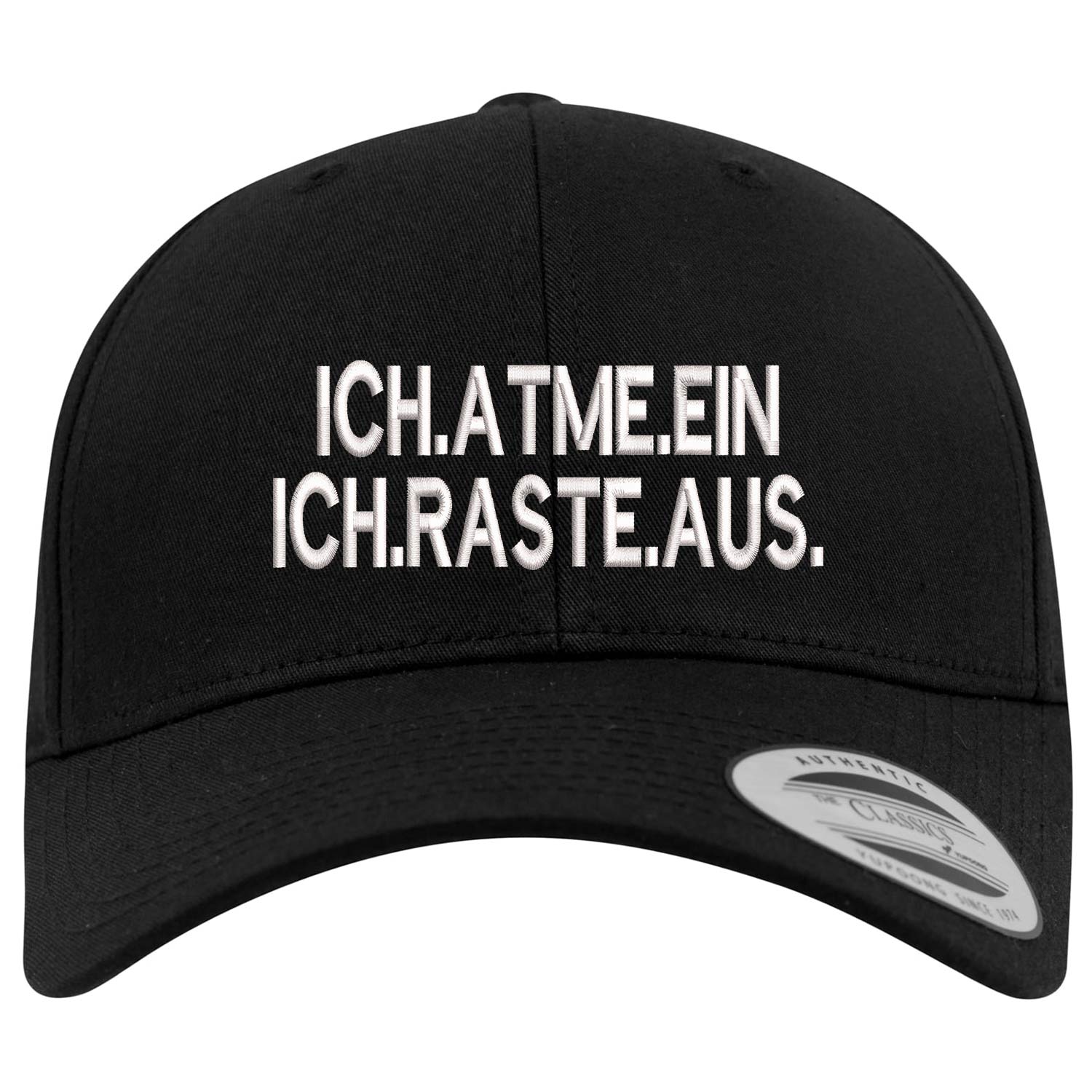 Curved Classic Snapback Cap "Ich atme ein - Ich raste aus"