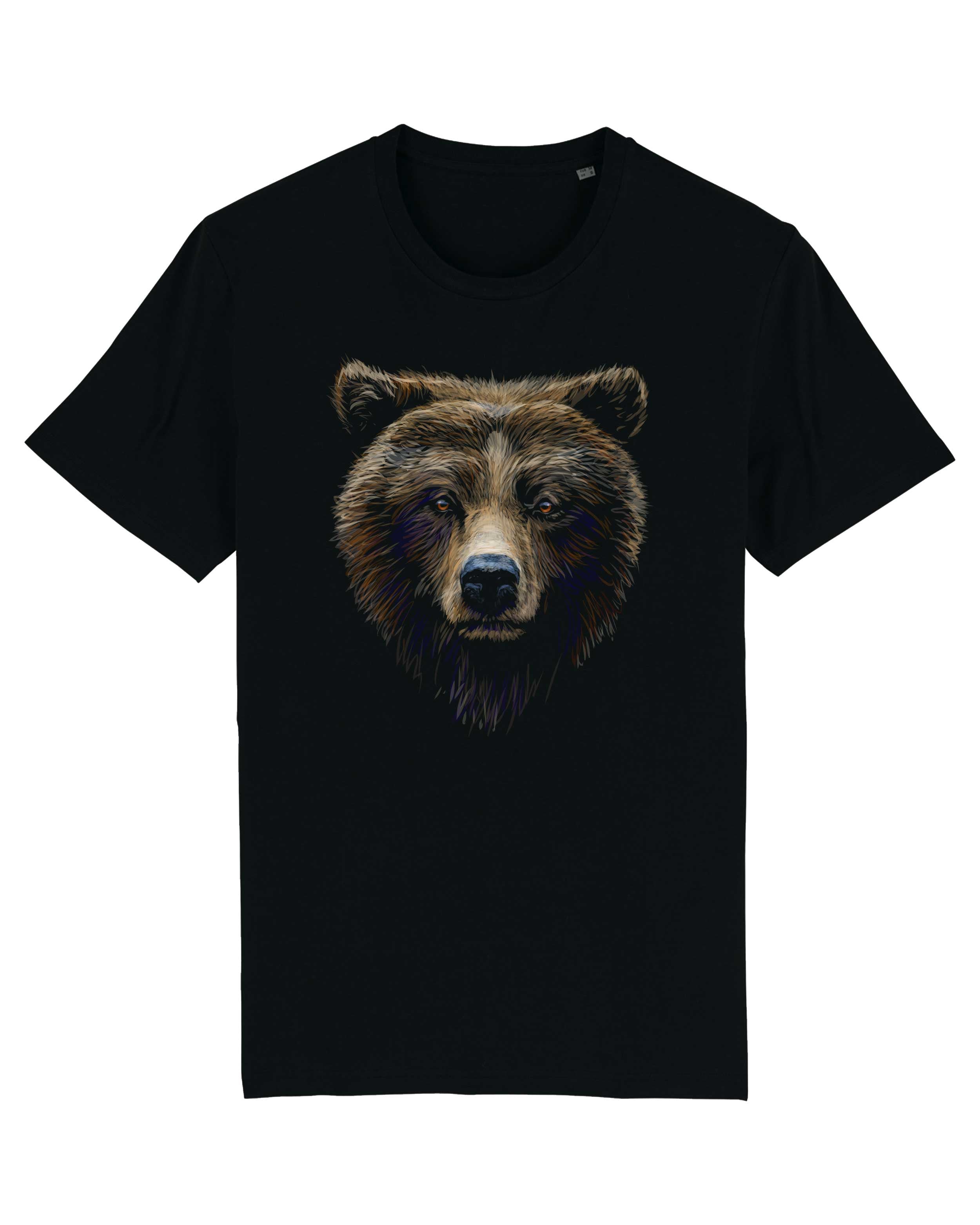 T-Shirt Bär Illustration Tiere, Bio-Baumwolle, Unisex, Damen, Kids