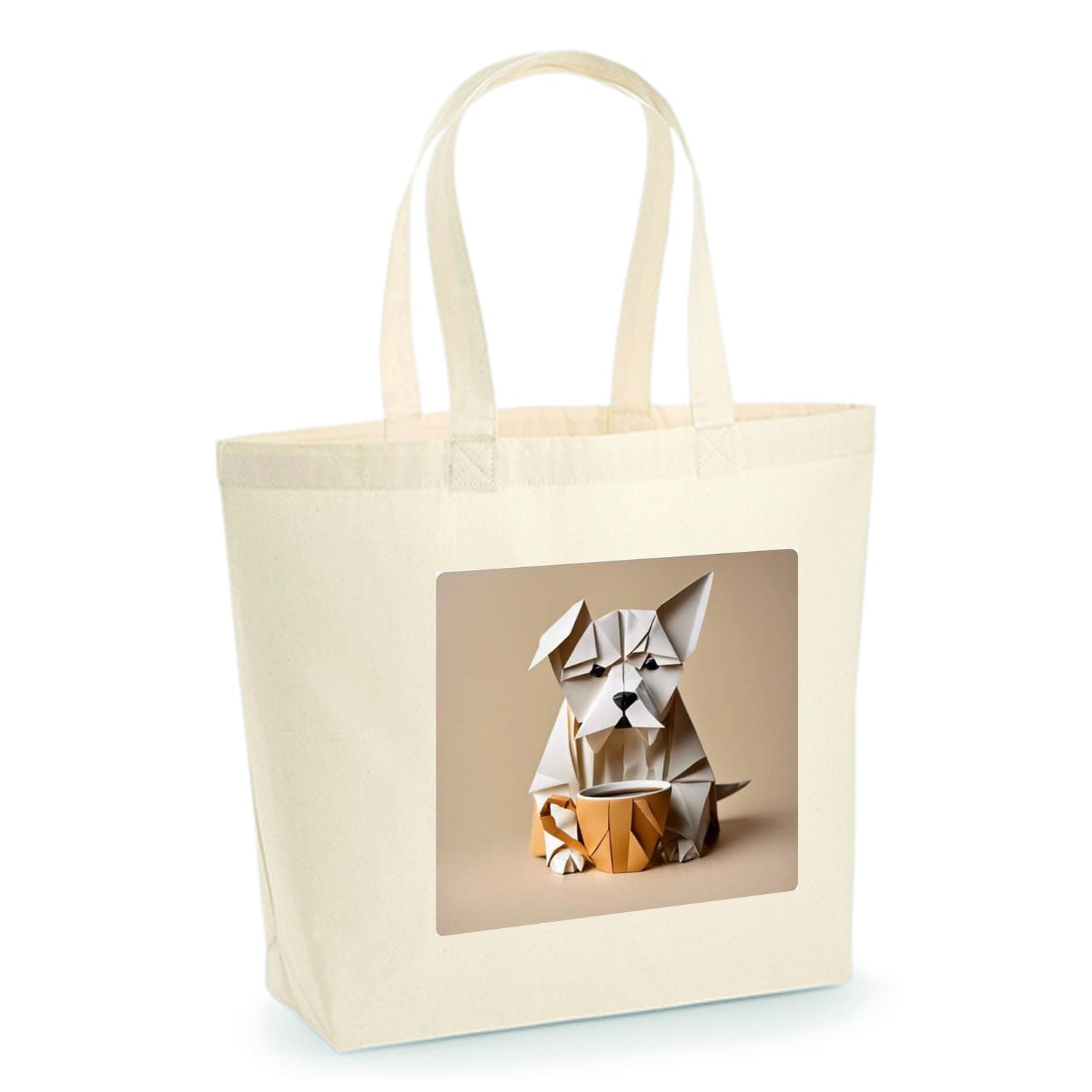 Baumwolltasche "Origami Kaffee Hund"