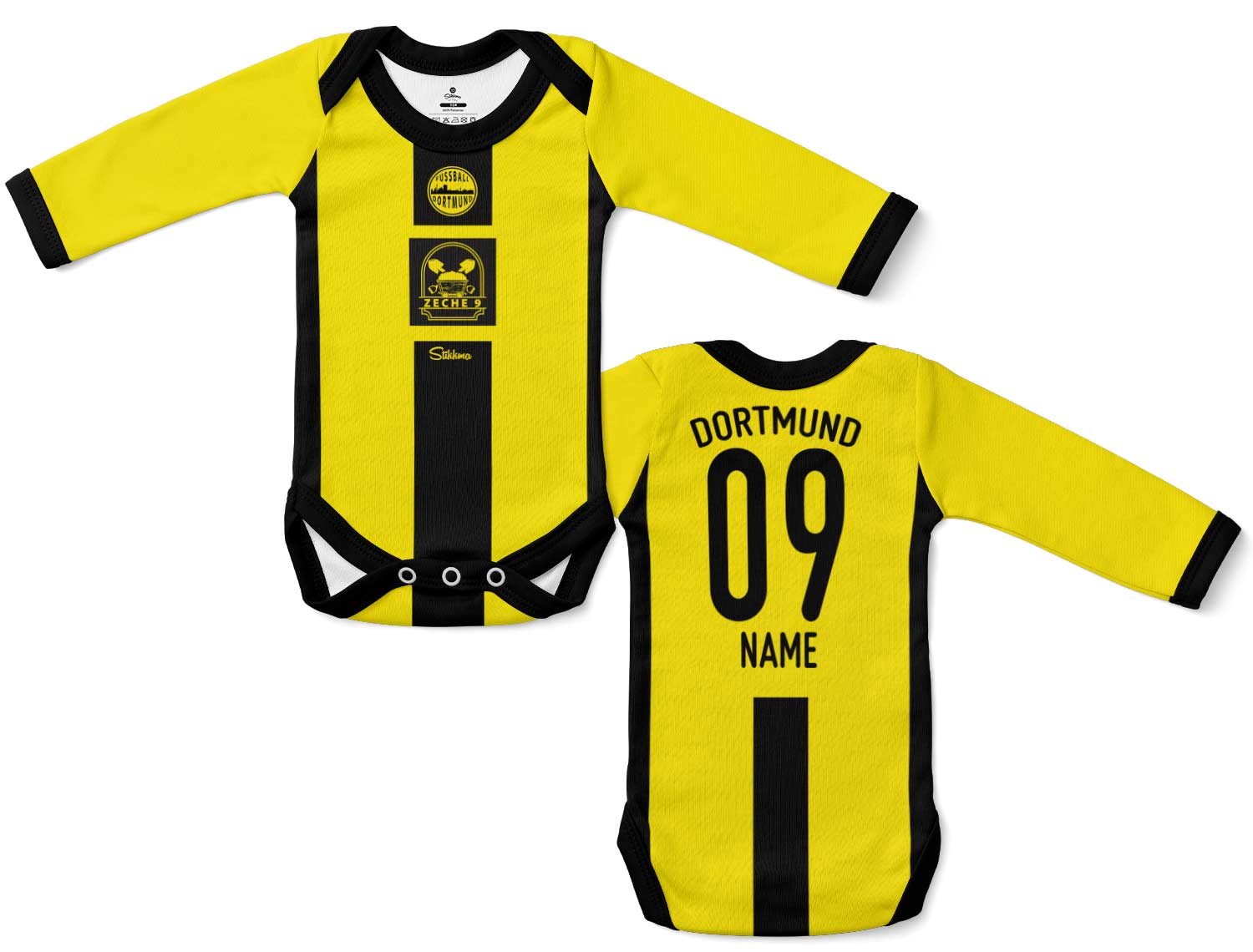 Dortmund Baby Body Langarm Trikot inkl. Name und Nummer (Druck)