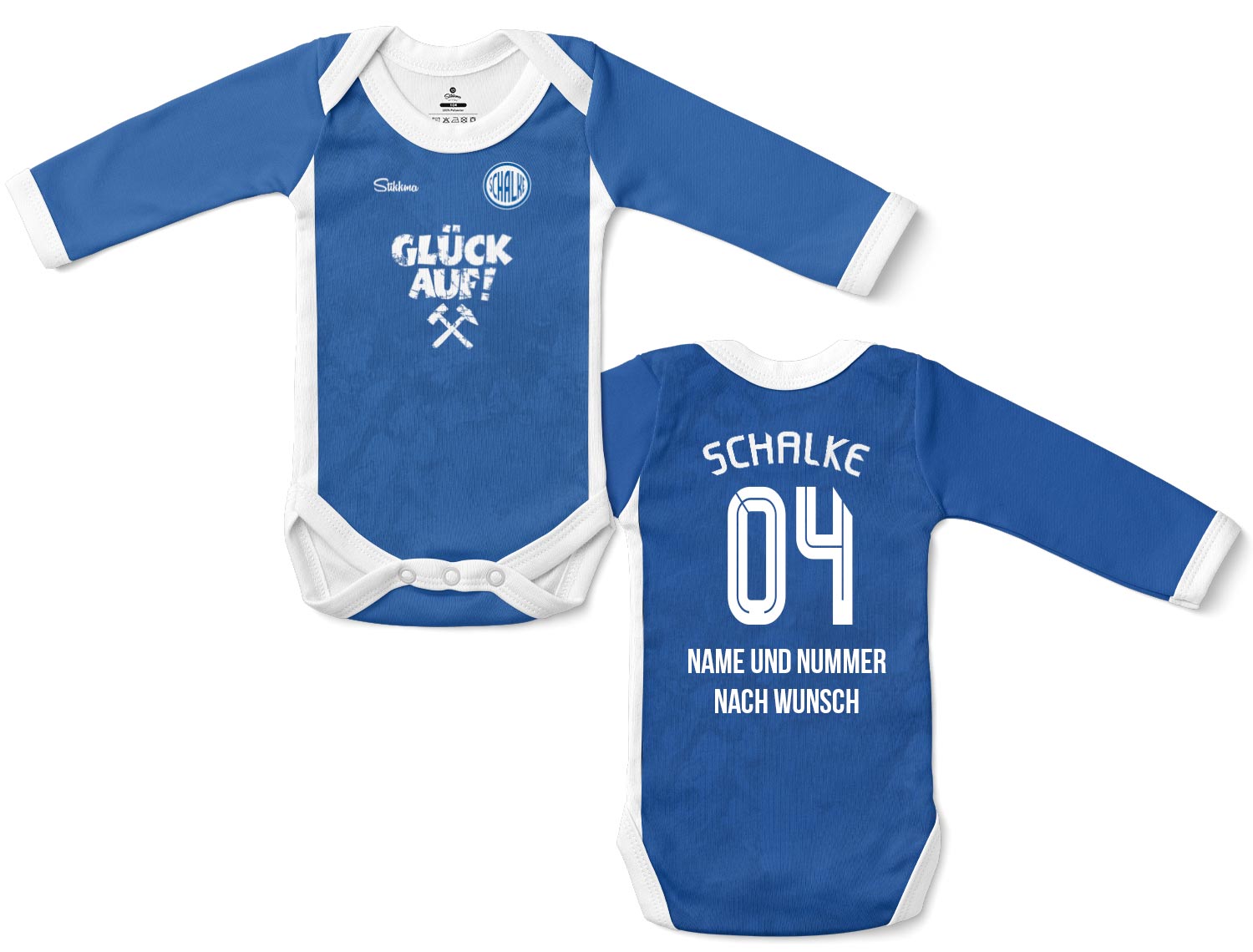 Schalke Baby Body Langarm Trikot inkl. Name und Nummer (Druck)