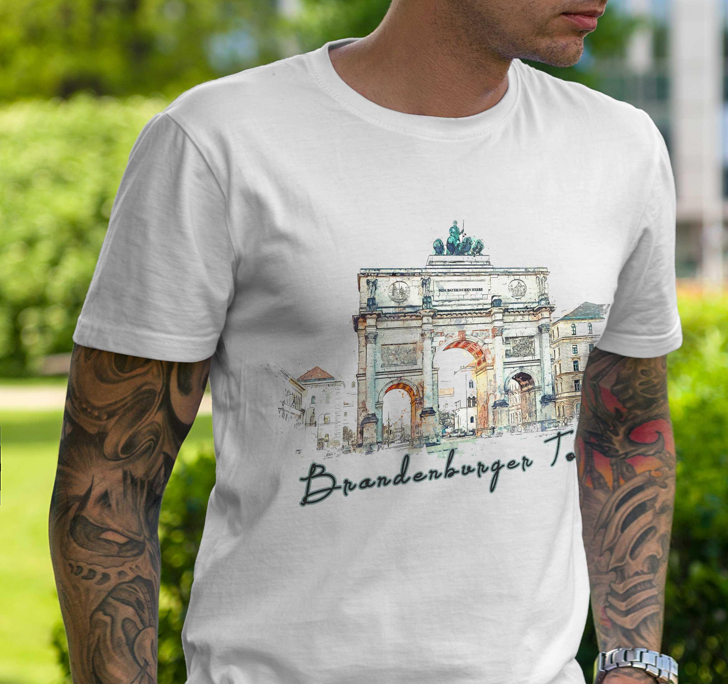 T-Shirt Berlin Brandenburger Tor Stadt, Bio-Baumwolle, Unisex, Damen, Kids