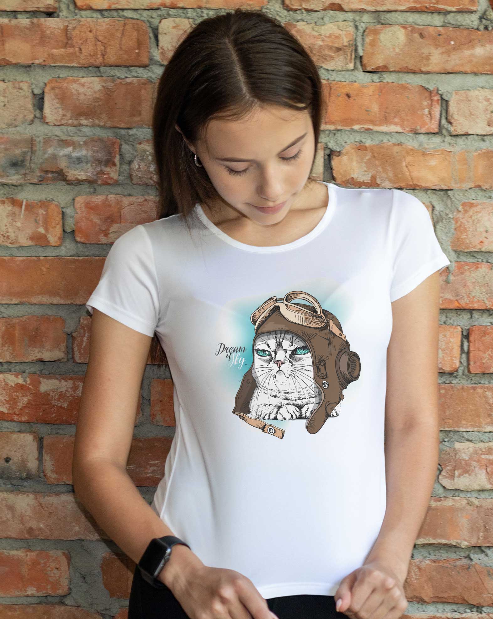 T-Shirt Dream of Sky Katze, Bio-Baumwolle, Unisex, Damen, Kids