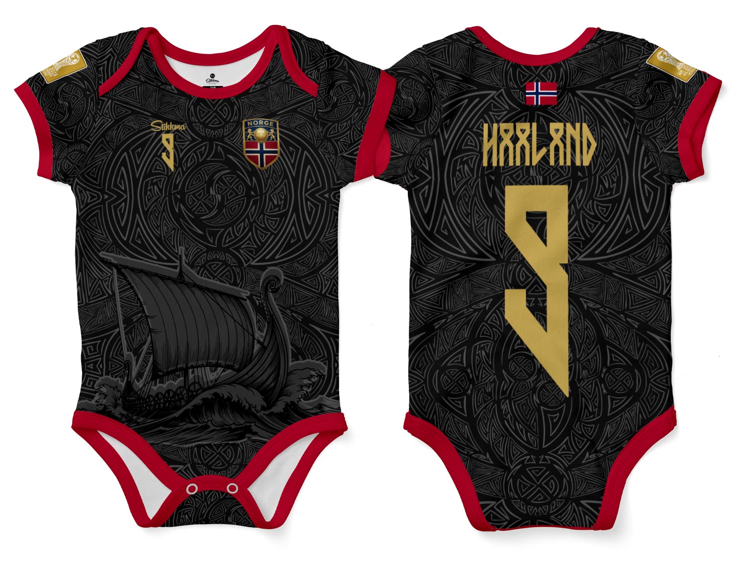 Norwegen Viking Special WM2026 Bio-Baumwolle Baby Body Trikot inkl. Name und Nummer (Druck)