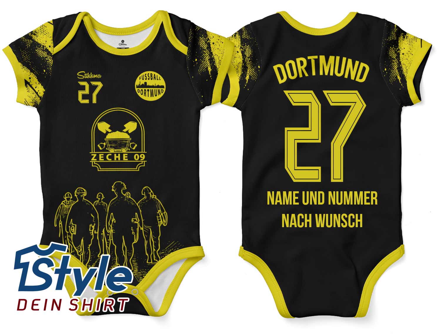 Dortmund Spezial Bio-Baumwolle Baby Body "Pott" inkl. Name und Nummer (Druck)
