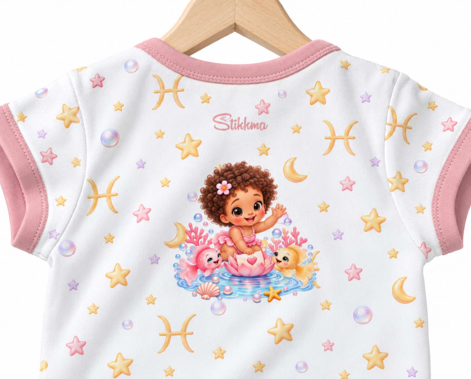 Fische Baby Body Mädchen mit Kindermotiv inkl. Name (Druck)
