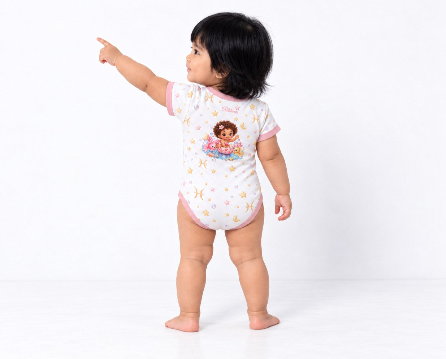 Fische Baby Body Mädchen mit Kindermotiv inkl. Name (Druck)