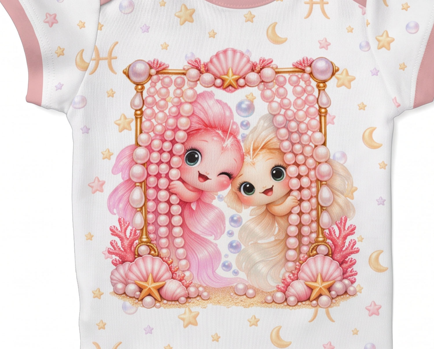 Sternzeichen Fische Baby Body Mädchen inkl. Name (Druck)