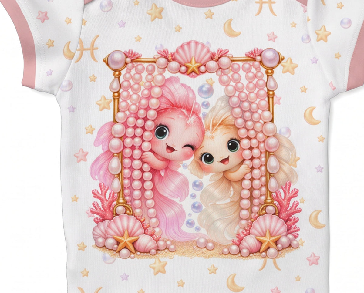 Sternzeichen Fische Baby Body Mädchen inkl. Name (Druck)
