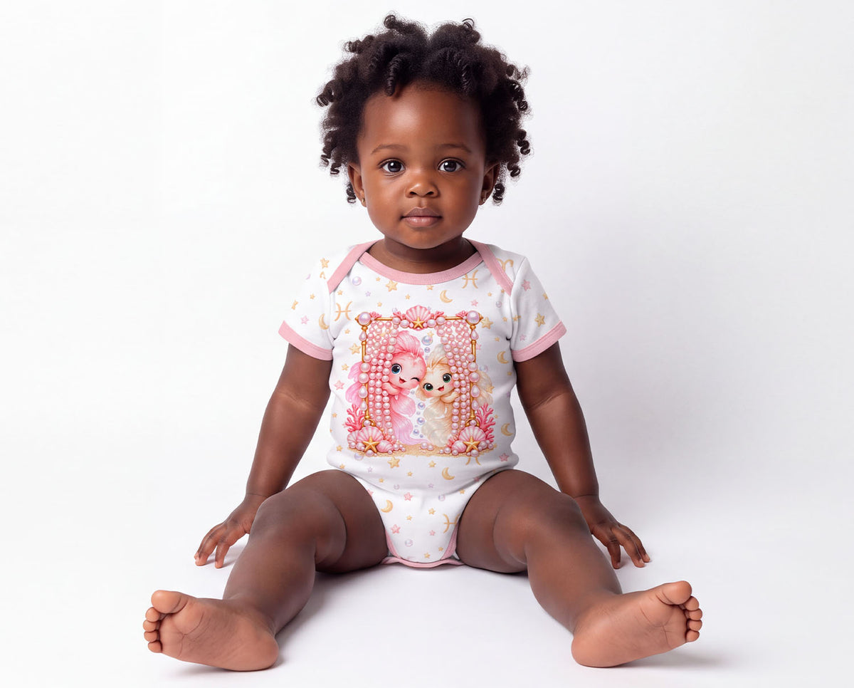 Sternzeichen Fische Baby Body Mädchen inkl. Name (Druck)