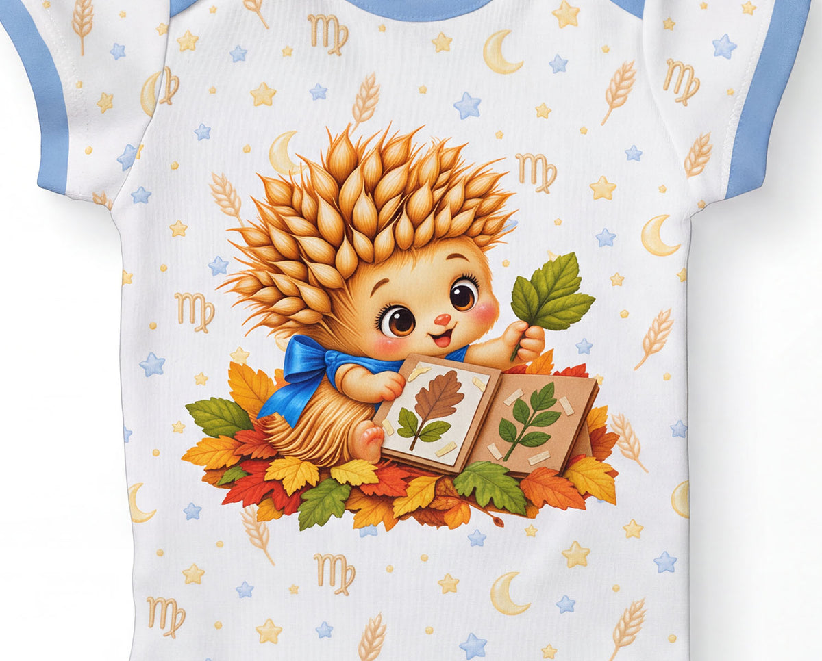 Jungfrau Baby Body Jungen mit Sternzeichenmotiv inkl. Name (Druck)