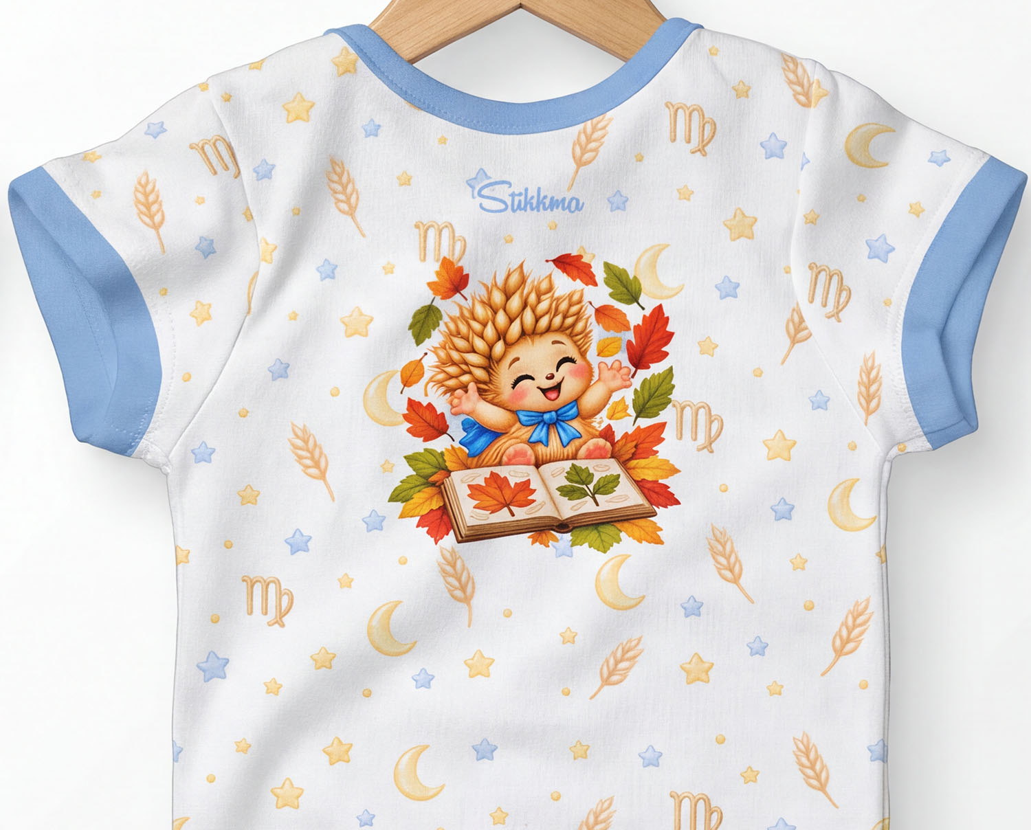 Jungfrau Baby Body Jungen mit Sternzeichenmotiv inkl. Name (Druck)