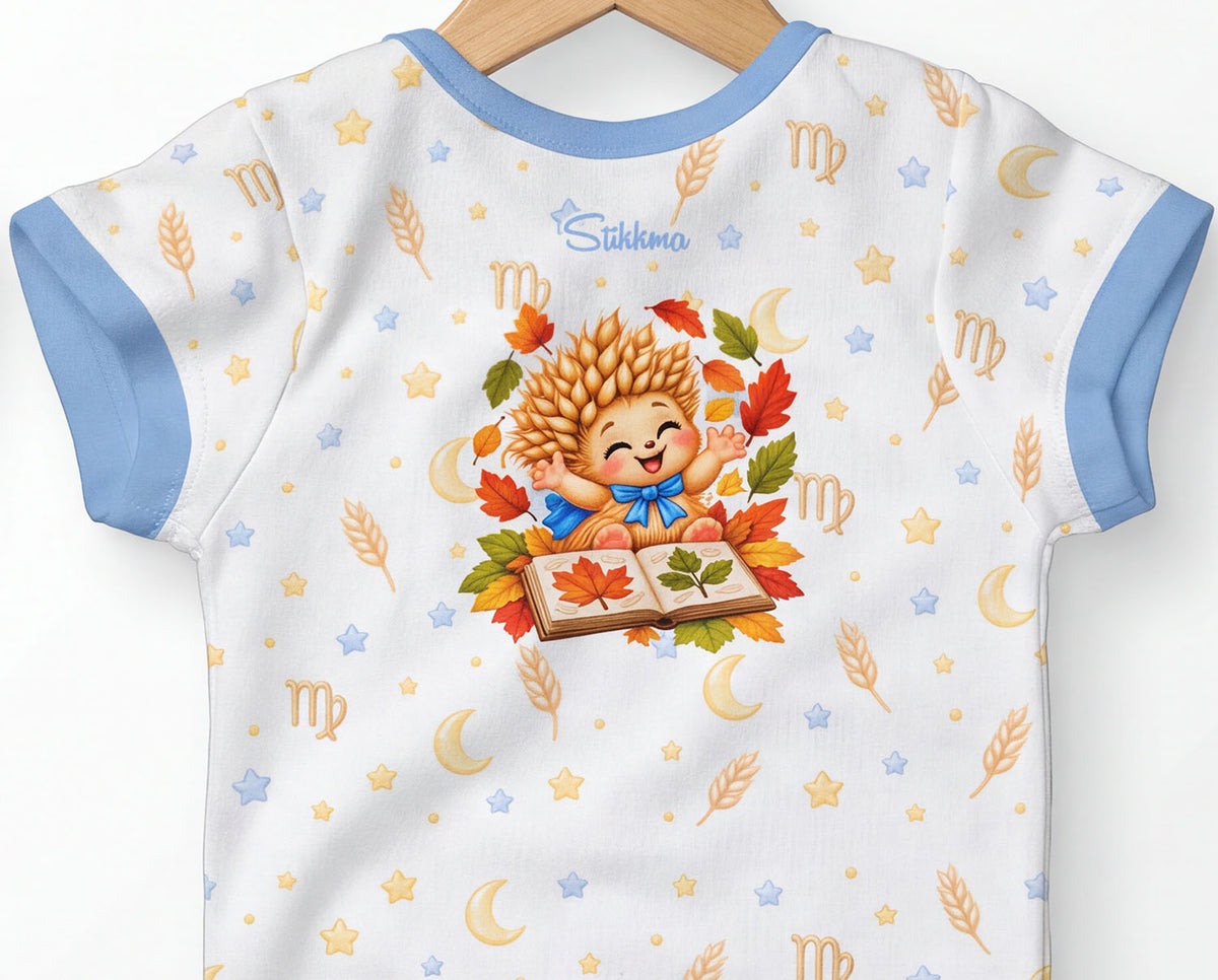 Jungfrau Baby Body Jungen mit Sternzeichenmotiv inkl. Name (Druck)