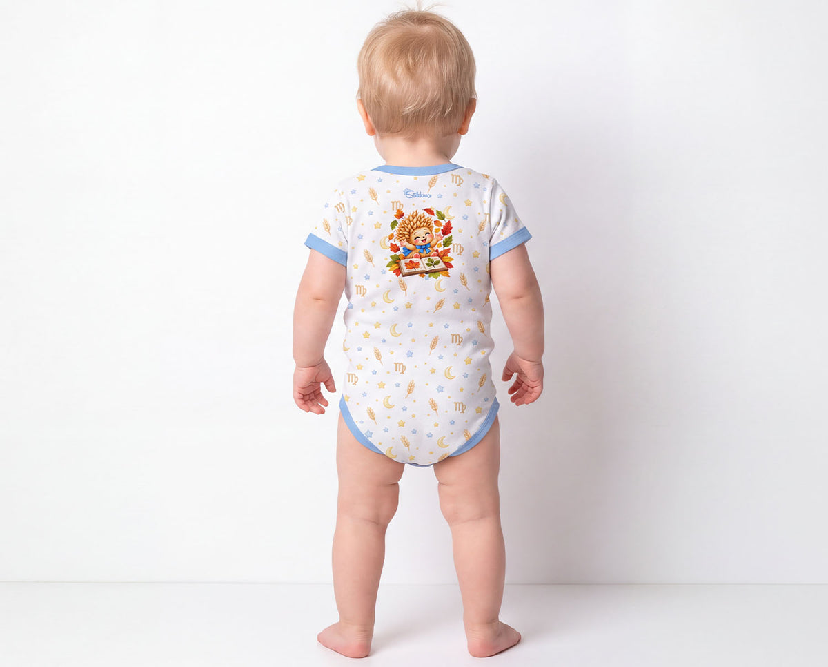 Jungfrau Baby Body Jungen mit Sternzeichenmotiv inkl. Name (Druck)
