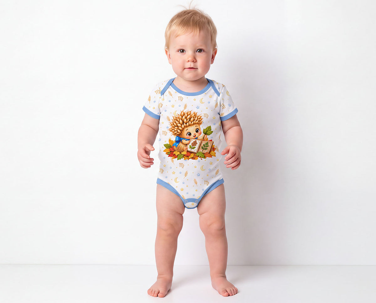 Jungfrau Baby Body Jungen mit Sternzeichenmotiv inkl. Name (Druck)