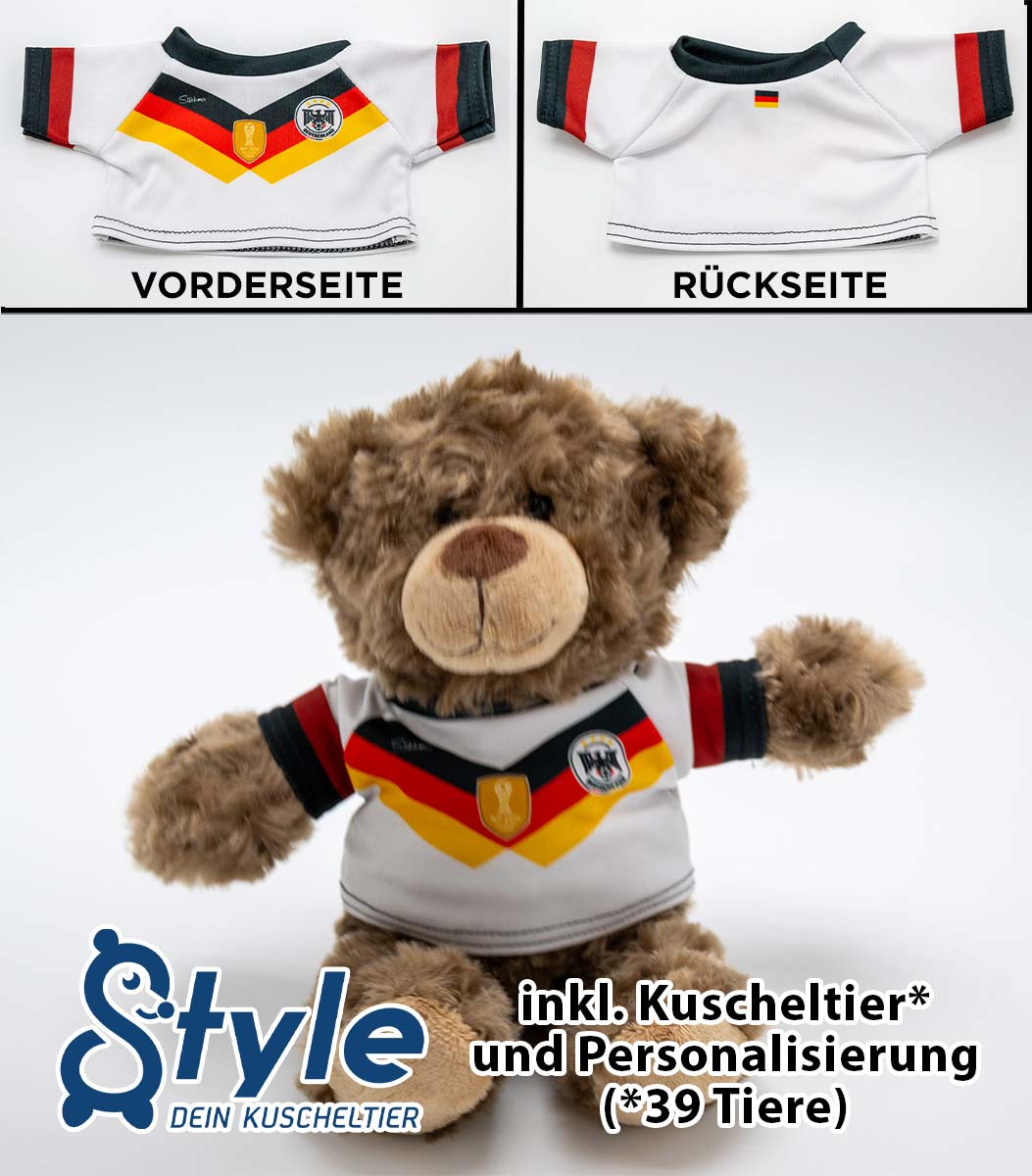 Kuscheltier personalisierbar mit Fan Trikot Deutschland Heim WM2026 inkl. kostenloser Personalisierung