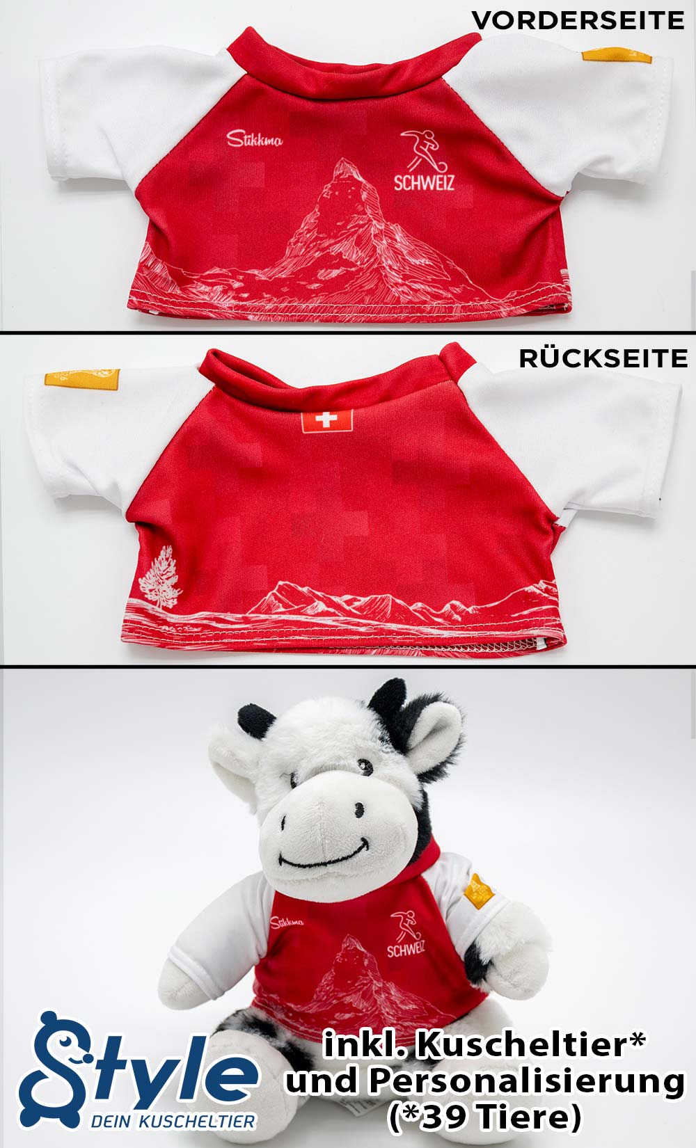 Kuscheltier personalisierbar mit Fan Trikot Schweiz WM2026 inkl. kostenloser Personalisierung