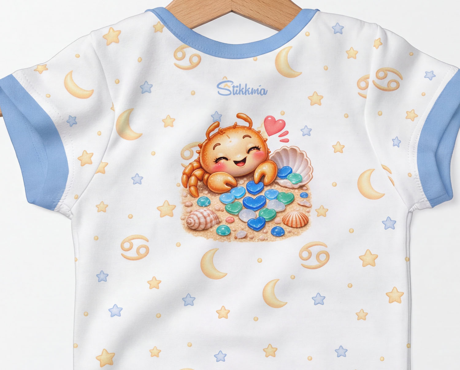 Krebs Baby Body Jungen mit Sternzeichenmotiv inkl. Name (Druck)