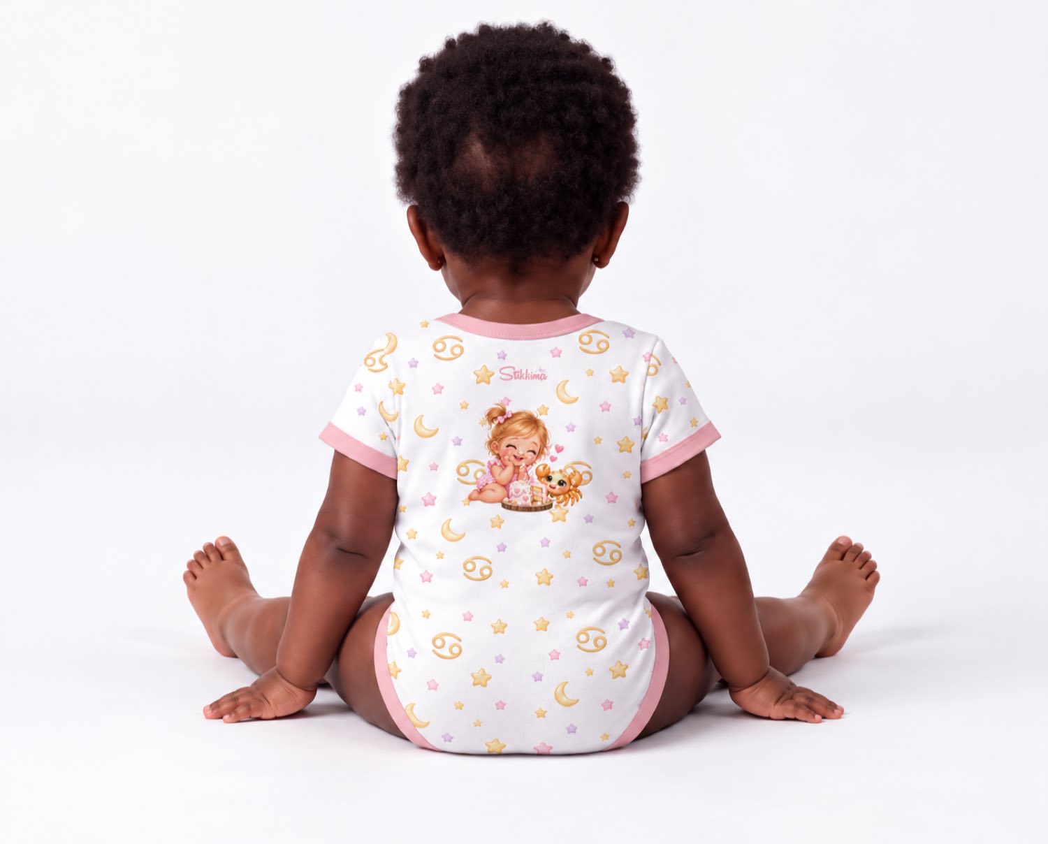 Krebs Baby Body Mädchen mit Kindermotiv inkl. Name (Druck)