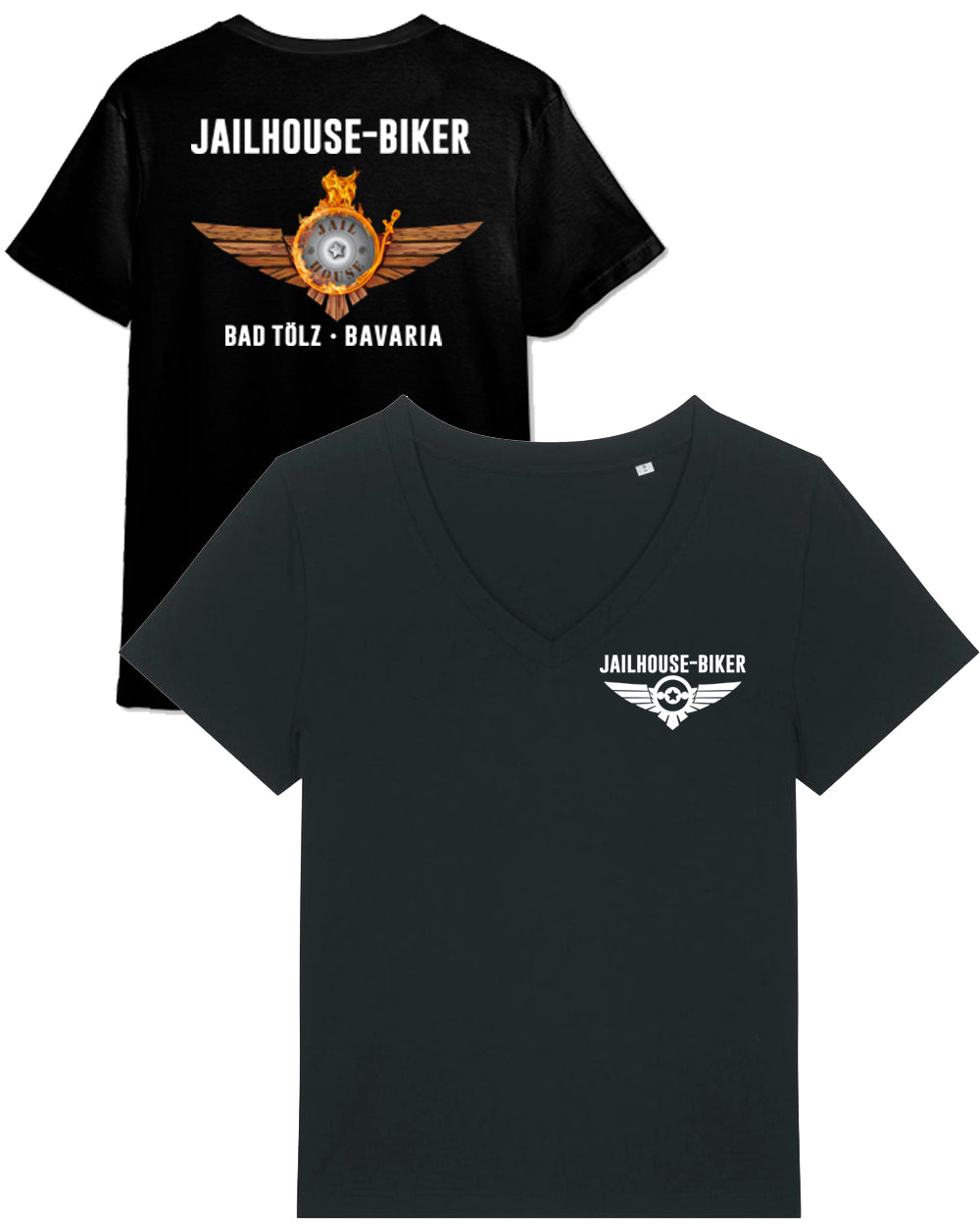 Jailhouse Biker Damen T-Shirt V-Ausschnitt